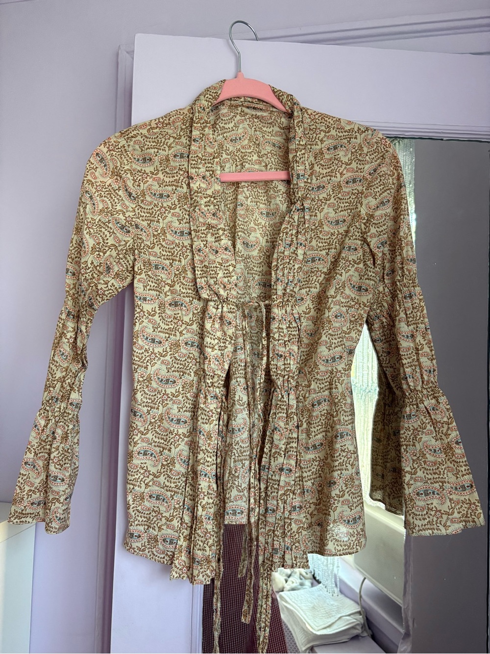 Paisley Tie Front Blouse